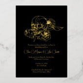 Foil Skull und Rose bis zum Tode Hochzeit Folieneinladung (Vorderseite)