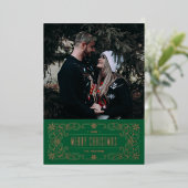 Foil Snowflake Blüh Frame Card - Green Folieneinladung (Stehend vorne)