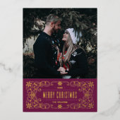 Foil Snowflake Blüh Frame Card - Lila Folieneinladung (Vorderseite)