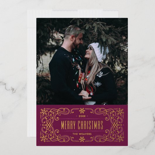 Foil Snowflake Blüh Frame Card - Lila Folieneinladung (Briefumschlag)