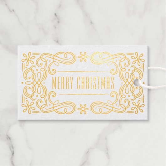 Foil Snowflake Blühte Frame Holiday Geschenkmarke Geschenkanhänger (Vorderseite (Horizontal))