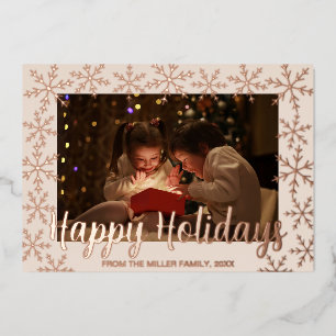 Foil Snowflakes Happy Holidays Foto Card Folien Feiertagskarte