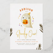 Foil Spooky One Halloween Geschlecht neutralen Geb Folieneinladung (Vorderseite)