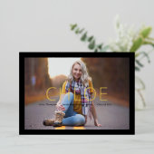 Foil Stilvolle Black Minimal Abschluss Ankündigung (Stehend vorne)