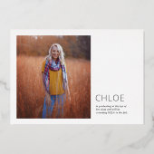 Foil Stilvolle Minimal Foto Abschluss Ankündigung (Rückseite)