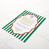 Foil Stripe Wavy Business Holiday Party Einladung (Gedreht)