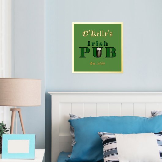 Foil Text Accent Irish Pub Print Poster (In Situ (Schlafzimmer))