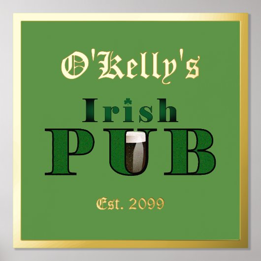 Foil Text Accent Irish Pub Print Poster (Vorderseite)
