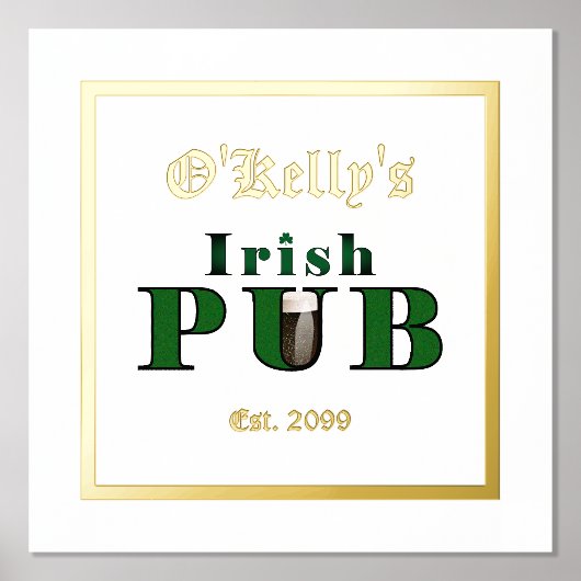 Foil Text Accent Irish Pub Print Poster (Vorderseite)