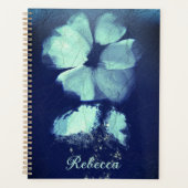 Foil Torquoise Floral Navy Blue Script Monogram Planer (Vorderseite)