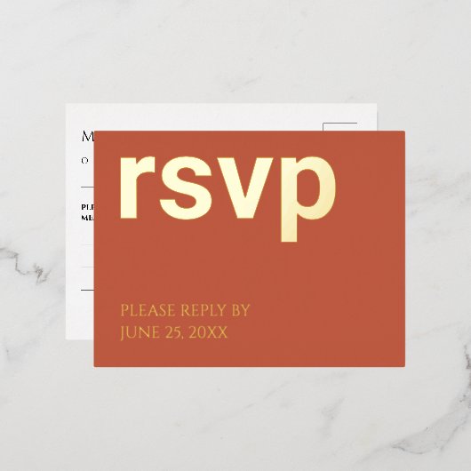 Foil UAWG Terracotta Stilvolle Speisen Postkarte (Vorderseite/Rückseite)