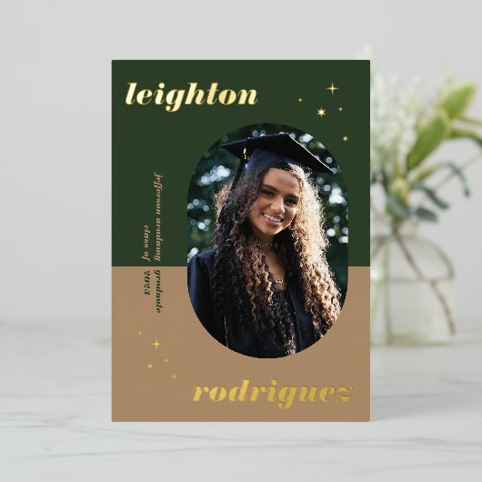 Foil Unique Rounded Foto Abschluss Ankündigung (Stehend vorne)