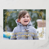 Foil Verziert Frame Season's Greetings Holiday Car Folieneinladung (Vorderseite)