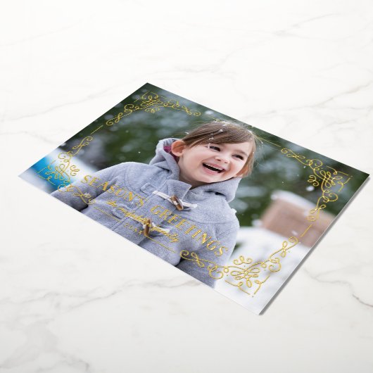 Foil Verziert Frame Season's Greetings Holiday Car Folieneinladung (Gedreht)