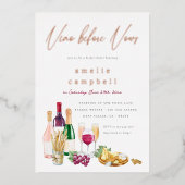 Foil Vino Before Vows Wine Brautparty Folieneinladung (Vorderseite)