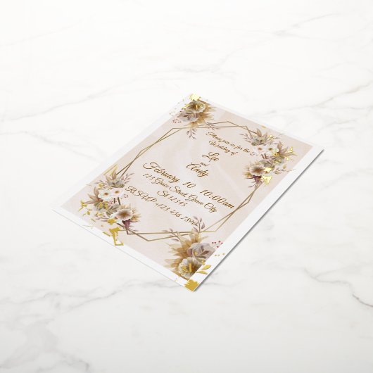 Foil Wedding Brown and beige Invitation Folie Einladungspostkarte (Gedreht)