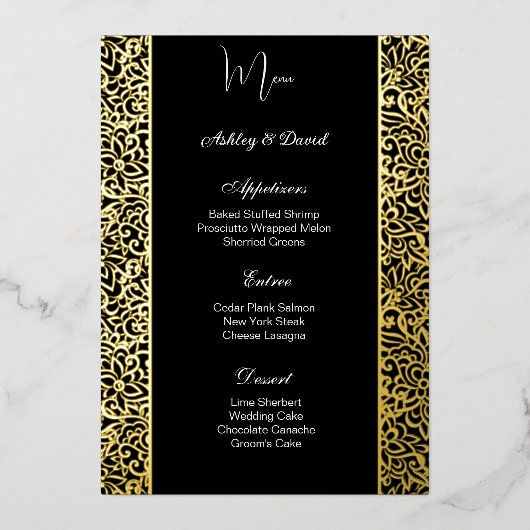 Foil Wedding Menu Card Folieneinladung (Vorderseite)