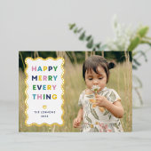 Foil White Happy Merry Wavy Christmas Photo Card Folieneinladung (Stehend vorne)