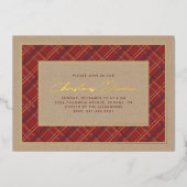 Foil Winter Kariertes Weihnachtsessen Einladung (Vorderseite)