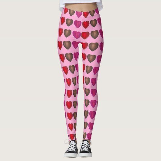 Foil Wrapped Candy Hearts Valentinstag Leggings (Vorderseite)