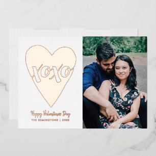 Foil XOXO Heart Valentine's Day Card - White Folieneinladung