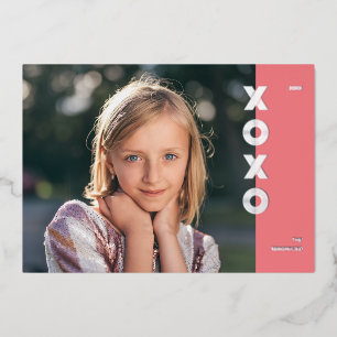 Foil XOXO Valentinstag Fotokarte - Bubblegum Folieneinladung