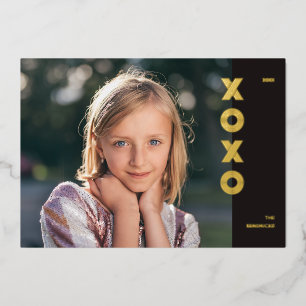 Foil XOXO Valentinstag-Fotokarte - Schwarz Folieneinladung