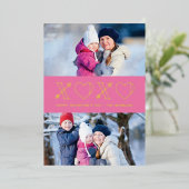 Foil Xs & Os Valentine's Day 2-Foto Card - Rosa Folieneinladung (Stehend vorne)