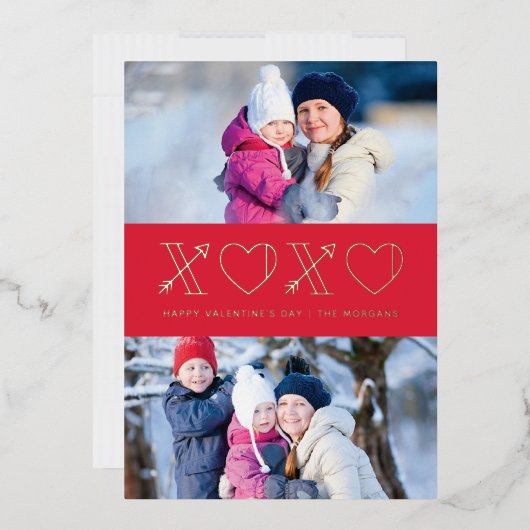 Foil Xs & Os Valentine's Day 2-Foto Card - Rot Folieneinladung (Briefumschlag)
