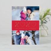 Foil Xs & Os Valentine's Day 2-Foto Card - Rot Folieneinladung (Stehend vorne)