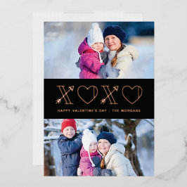 Foil Xs & Os Valentine's Day 2-Foto Card - Schwarz Folieneinladung