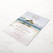 Foiled Watercolor Beach Gazebo Hochzeitseinladung Folieneinladung (Gedreht)