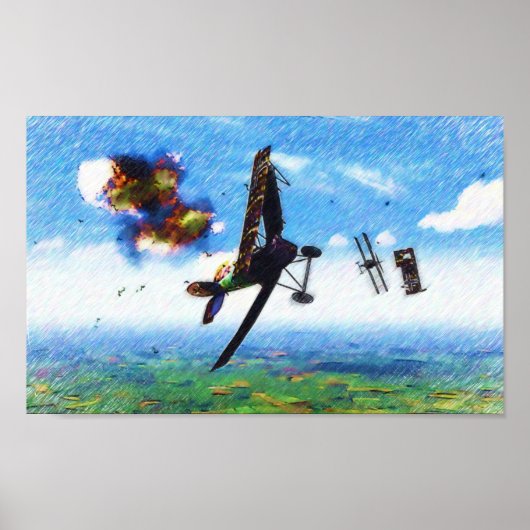 Fokker D.VII Shotdown von Nieuport 28.C1 Poster (Vorne)