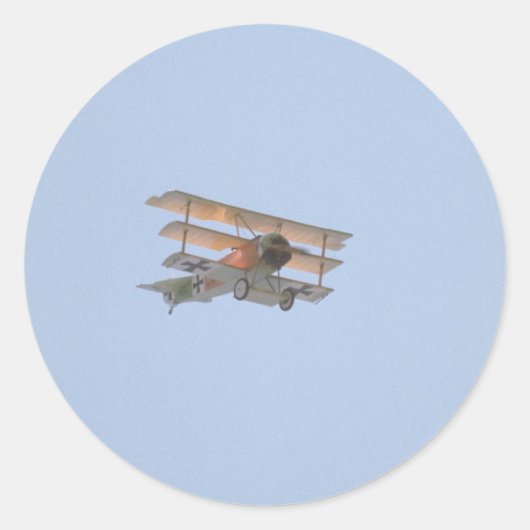 Fokker Tri-Flugzeug - Nachbildung von Rotbaron Runder Aufkleber (Vorderseite)