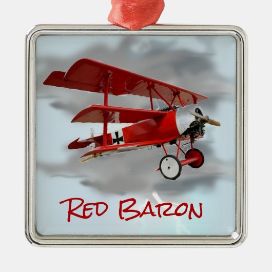 Fokker Triplane roten Barons Silbernes Ornament (Vorne)