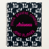 Fokus, Atmen, ADHS erobern| Schwarz, Weiß, Rosa Planer (Vorderseite)