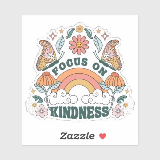 Fokus auf Kindness Groovy Graphic Aufkleber (Blatt)