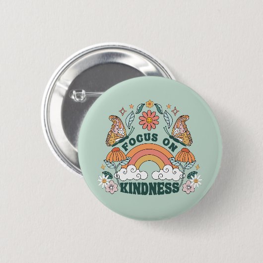 Fokus auf Kindness Groovy Graphic Button (Vorne & Hinten)
