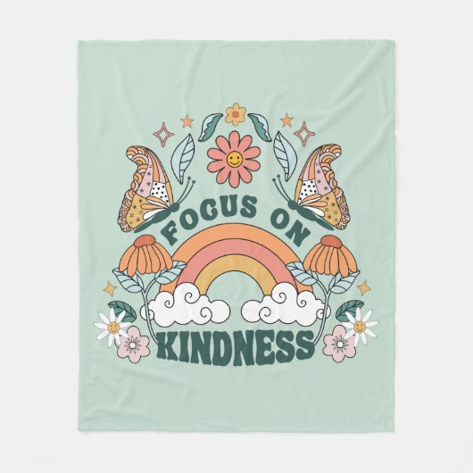 Fokus auf Kindness Groovy Graphic Fleecedecke (Vorderseite)