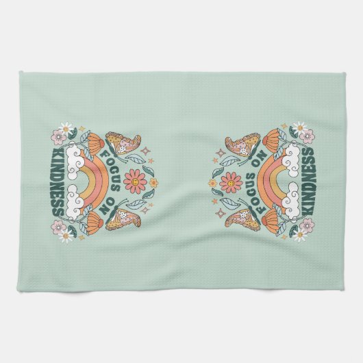 Fokus auf Kindness Groovy Graphic Geschirrtuch (Horizontal)