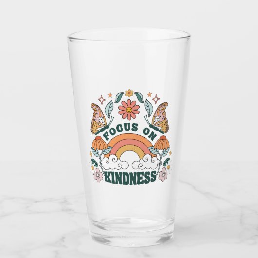 Fokus auf Kindness Groovy Graphic Glas (Vorderseite)