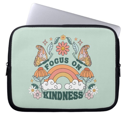 Fokus auf Kindness Groovy Graphic Laptopschutzhülle (Vorderseite)