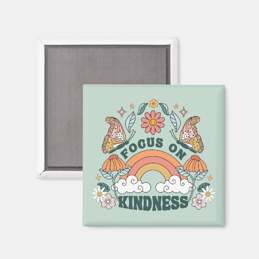 Fokus auf Kindness Groovy Graphic Magnet (Vorderseite/Rückseite)