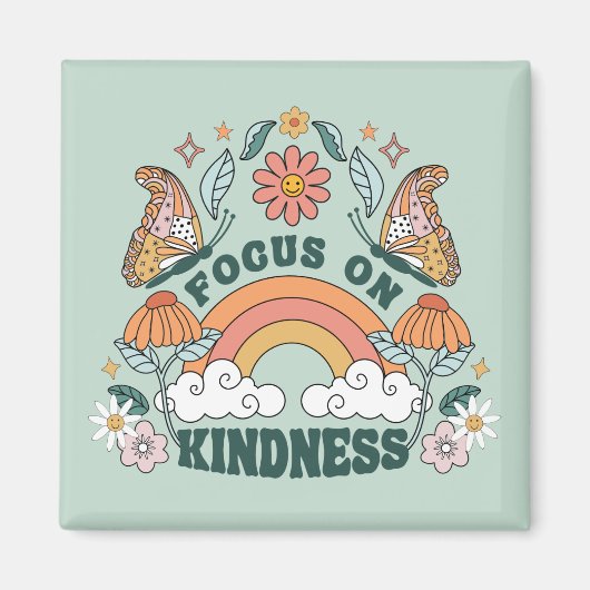 Fokus auf Kindness Groovy Graphic Magnet (Vorne)