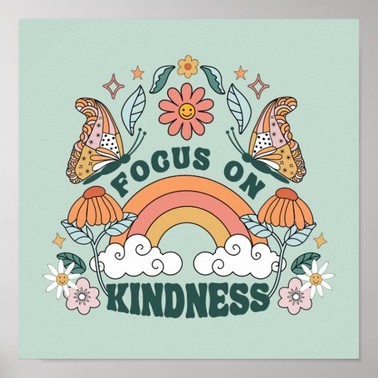 Fokus auf Kindness Groovy Graphic Poster (Vorne)
