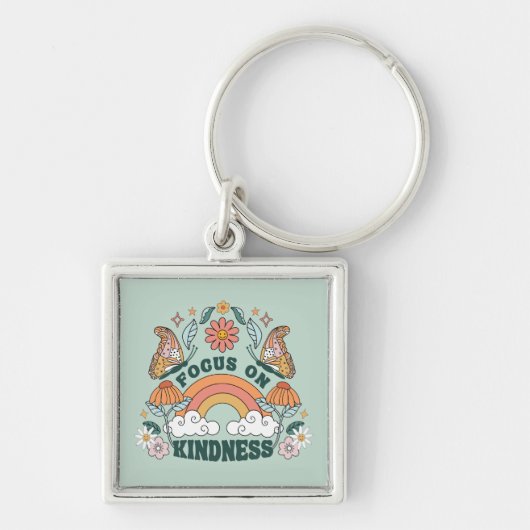 Fokus auf Kindness Groovy Graphic Schlüsselanhänger (Vorne)