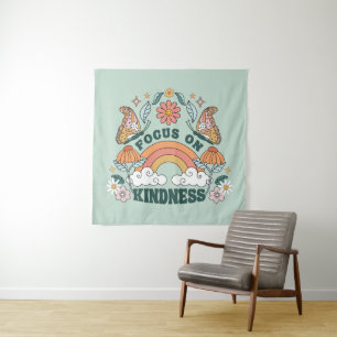 Fokus auf Kindness Groovy Graphic Wandteppich