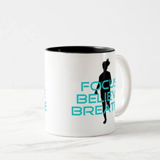 Fokus glaubt Atmen Aqua Zweifarbige Tasse (VorderseiteRechts)
