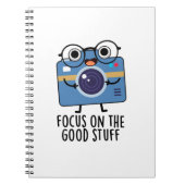 Fokussieren auf die gute Stuff-positive Kamera Pun Notizblock (Vorderseite)