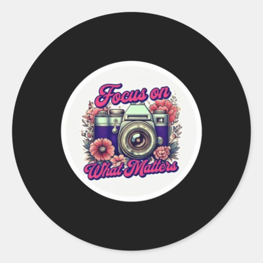 Fokussieren auf was S Retro Camera Floral Sticker  (Vorderseite)